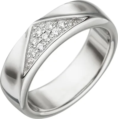 Produktbild von Ring Dreieck Muster mit weißen Zirkonia 925 Silber Silberring Fingerschmuck Innenumfang 60mm  Ø19.1mm