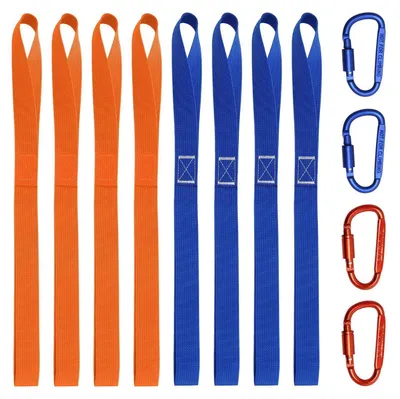 Image de 8 sangles de fixation en nylon, 2,5 cm x 40,5 cm, avec 4 mousquetons de fixation, capacité de charge de 1000 kg