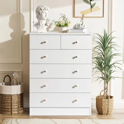 Immagine prodotto di Cassettiera FCH con 6 cassetti, cassettiera per soggiorno, bianco 66 x 33 x 89 cm