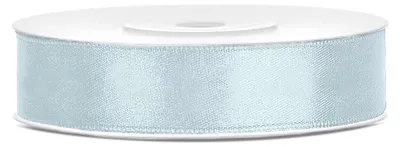 Image de Ruban cadeau satin bleu ciel bleu clair 25m largeur 12mm