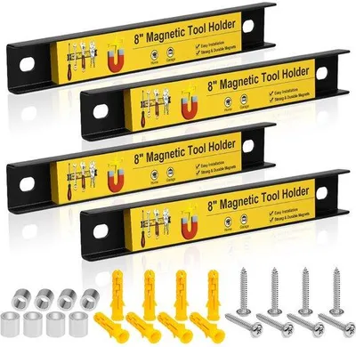 Immagine prodotto di Portautensili magnetici da 8 pollici, confezione da 4, per uso intensivo, da parete per garage