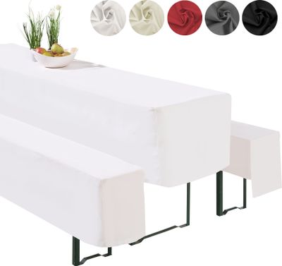 heimtexland ® Hussen Set 3-teilig Bierzeltgarnitur 1x Tischhusse Biertisch 2x Bankhusse Bierbank Tischdeko Typ860 Weiß 50x220 cm heimtexland ® Hussen Set 3-teilig Bierzeltgarnitur 1x Tischhusse Biertisch 2x Bankhusse Bierbank Tischdeko Typ860 Weiß 50x220 cm