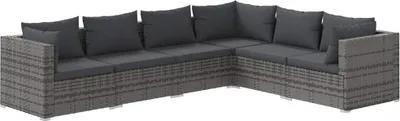 Obrázek produktu pro vidaXL 6dílná zahradní lounge souprava s polštáři Poly Rattan Grey