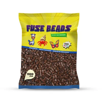 Produktbild von Benny Beads Bügelperlen 1500 Stück, Midi-Größe 5mm, Kreatives Bastelzubehör DIY Fuse Beads (Dunkelbraun)