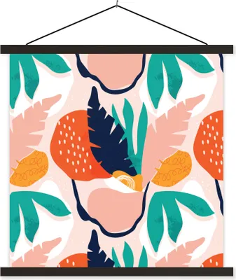 Produktbild von MuchoWow® Textilposter Dschungel - Blätter - Abstrakt 40x40 cm mit schwarzem Rahmen - Fotos