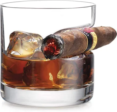 Produktbild von Zigarren-Whisky-Gläser, Weihnachtsgeschenke mit Zigarrenständer, Zigarrenzubehör, Kristall-Whisky-Gläser-Set mit Zigarrentablett, Rock-Gläser, Cocktails, Scotch, Geschenke für Männer