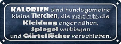 Produktbild von Blechschild Spruch 27x10cm Kalorien sind kleine Tierchen Dekoration