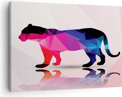 Produktbild von Bild auf Leinwand - Leinwandbild - Tiger Illustration modern Grafik - 70x50cm - Wand Bild - Wanddeko - Leinwanddruck - Bilder - Kunstdruck - Wanddekoration - Leinwand bilder - Wandkunst - AA70x50-2808