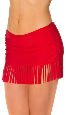 Produktbild von Aquarti Damen Bikinihose mit Rock Seitliche Raffung, Farbe: Rot, Größe: 36