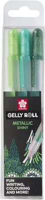 Obrázok produktu pre Sakura Gelly Roll Metallic Forest, Guľôčkové pero s vrchnákom, Zelená, Svetlozelená, Viacfarebný, Plast, Kolo, atrament s vodným základom