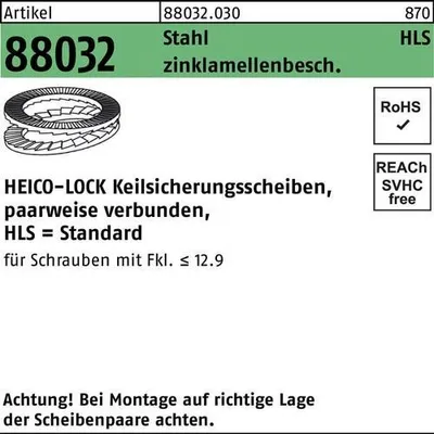 Produktbild von Keilsicherungsscheibe R 88032 HLS-36 Stahl zinklamellenbesch. geklebt