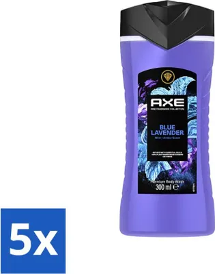 Image de AXE - Gel douche - Lavande bleue - Apaisant - Parfum premium - 300 ml - Pack économique - 5 pièces