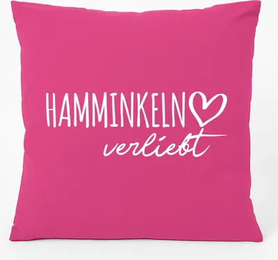 Produktbild von Huuraa Kissen Hamminkeln verliebt 40x40cm mit Füllung Fuchsia Baumwolle Dekokissen Geschenkidee