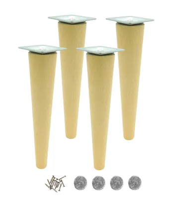Produktbild von 4x Holzbeine Möbelbeine – Gerade 35 cm – Montageset – Buche Natur lackiert