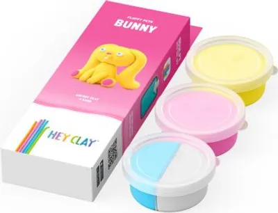 Produktbild von Hey Clay Kreativset Kaninchen Knete 3 Dosen mit interaktiver App für Kinder ab 3 Jahren