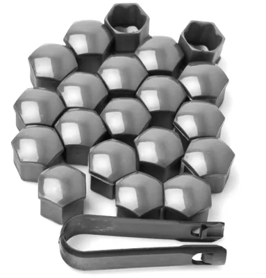 Produktbild von 21x Radschraubenkappen 17 mm grau – Abdeckkappen Radbolzen Set für Felgen