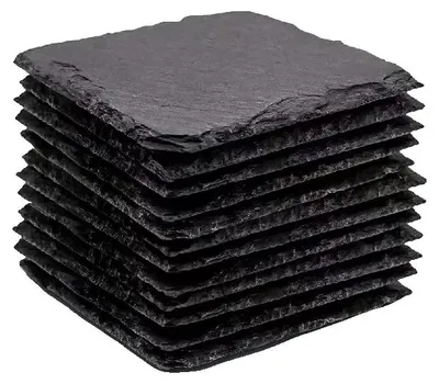 Image de Sous-verres en ardoise, matériau naturel, antidérapants, lot de 8