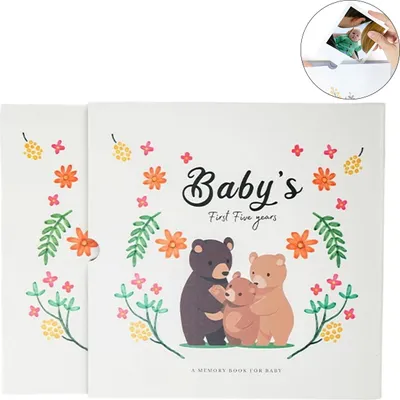 Produktbild von Baby Tagebuch Meilensteinbuch, Erinnerungsalbum mit Fotos, Hand- & Fußabdruck, Baby Geschenk für Eltern & Großeltern