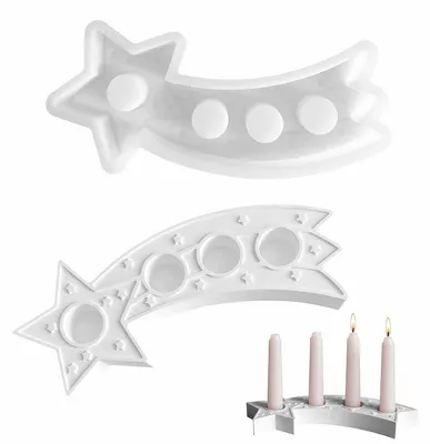 Produktbild von Silikonform für einen sternförmigen Kerzenhalter, Gussform für Weihnachtsdekoration, Sternform für Gips und Epoxidharz, Bastelprojekte