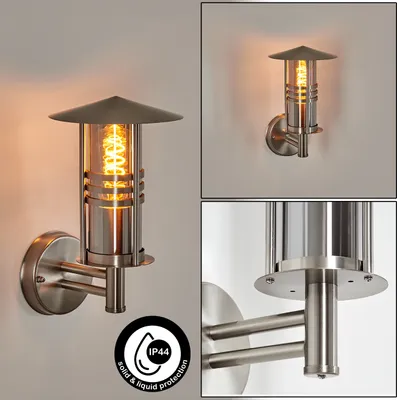 Produktbild von Latiano Industrial Außenwandlampe aus Edelstahl/Glas in Silber/Rauchfarben