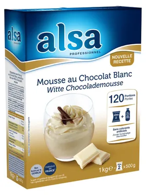 Immagine prodotto di Mousse al cioccolato bianco Alsa 1000g – Cremoso, arioso, ideale per i dessert