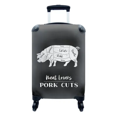 Produktbild von MuchoWow® Koffer Handgepäck Trolley Rollkoffer Kleine Reisekoffer mit 4 Rollen - Fleisch - Schwein - Fleischer - Cabin Size < 55x40x23 cm & 55x40x20 cm - Fotokoffer - Kabinenkoffer - Boardgepäck - Reise-Box - Reisekoffer - Reisegepäck - Koffer mit Bild - Trolley für Kinder
