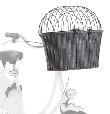 Produktbild von TRIXIE Hundefahrradkorb vorne aus Polyrattan - anthrazit - 44 × 41 × 34 cm