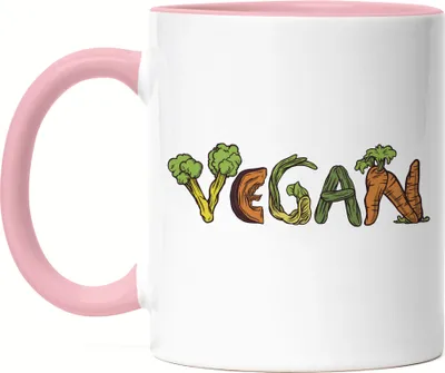 Produktbild von Vegan Tasse Rosa Motiv Gemüse Pflanzen Plant-Based Vegane Ernährung Geschenkidee