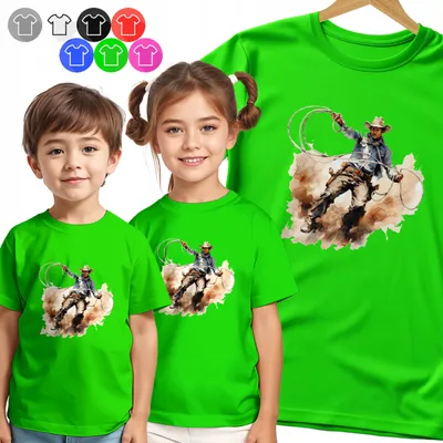Produktbild von Kinder T-Shirt - KOWBOJ Z LASSO AKWARELA für Jungen - M