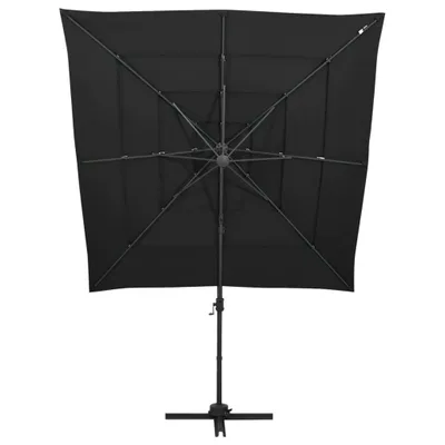 Zdjęcie produktu dla vidaXL Parasol z aluminiowym drążkiem 4-warstwowy czarny 250x250 cm