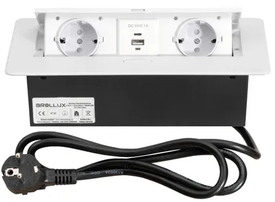 Productafbeelding van Inbouwstopcontact met USB & USBC, inschuifbaar en wit, met softopening