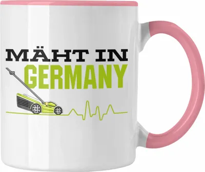 Produktbild von Trendation - Mäht In Deutschland Germany Tasse Geschenk Lustiger Spruch Gärtner Hobbygärtner Geschenkidee Sprüche (Rosa)