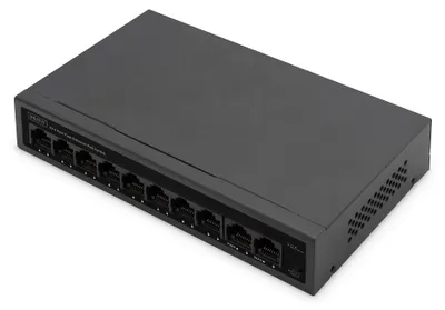 Image de Commutateur réseau Fast Ethernet PoE 8+2 ports DIGITUS, desktop, non géré, 60 W, af/at