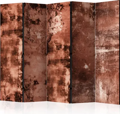 Produktbild von 5-teiliger Einseitiger Vlies Paravent - Brown Concrete II 225x172 cm Muster f-A-0760-z-c