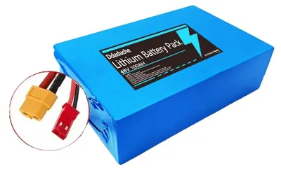 Image de Batterie lithium-ion, 48V, capacité de 100Ah, chargeur XT60-JST