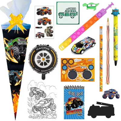 Produktbild von Nestler Schultüte Monster Trucks on Fire 50 cm gefüllt