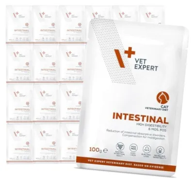 Zdjęcie produktu dla Vet Expert Intestinal Mokra Karma Weterynaryjna Dla Kota Z Kurczakiem I Wołowiną 24x100g Trawienie