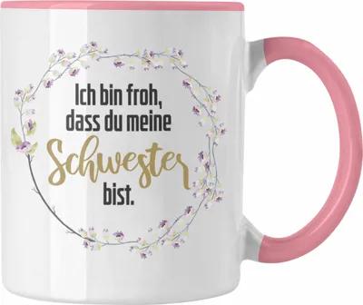 Produktbild von Trendation - Beste Schwester Tasse Spruch Geschenkidee Geburtstag Schwester von Schwester (Rosa)