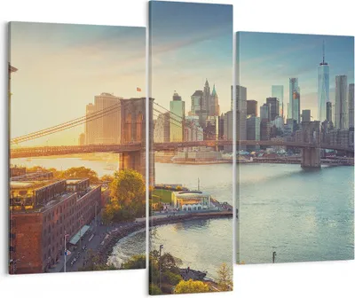 Produktbild von Bild auf Leinwand - Leinwandbild - New York Brücke - 95x80cm - Wand Bild - Wanddeko - Wandbilder - Leinwanddruck - Bilder - Kunstdruck - Wanddekoration - Leinwand bilder - Wandkunst - CB95x80-4047