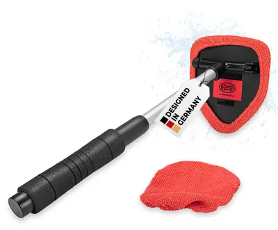 Obrázok produktu pre HEYNER® čistič okien s výsuvnou teleskopickou tyčou z hliníka, vybavený 2 mikrovláknovými utierkami