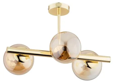 Zdjęcie produktu dla Lampa sufitowa ERAL złoto-bursztynowa 3xE14x40W szkło wym:20x48x48cm IP20 Alfa