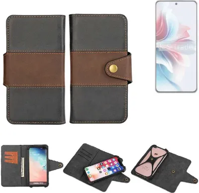 Produktbild von K-S-Trade Handyhülle Schutzhülle Hülle Bookstyle Wallet-Case kompatibel mit Oppo Reno11 A Bumper Rundumschutz schwarz-braun 1x