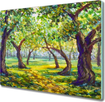 Produktbild von Coloray Hackbrett Kochplattenabdeckung Herdabdeckplatte 60x52 cm Schneidebrett Küchenbrett - Wald Natur