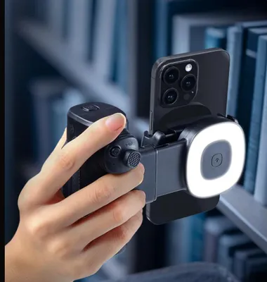 Produktbild von Einachsiger Handyhalter mit Bluetooth-LED-Selfie-Licht, einstellbarer Winkel für Smartphone-Fotografie und Video-Live-Streaming