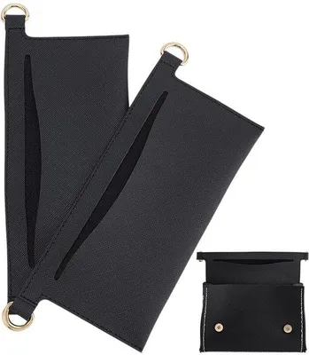 Immagine prodotto di Set organizer in pelle, nero, 8x23 cm, anello a D, morbido
