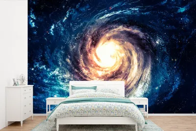 Produktbild von MuchoWow® Fototapete für Wohnzimmer oder Schlafzimmer Wandtapete Vinyl Motivtapete Weltraum - Sterne - Blau - 330x220 cm - Fototapeten