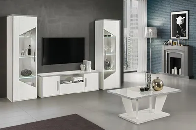 Produktbild von Vitrine 1 Tür Weiß Holz Schrank Vitrinen Wohnzimmer Schau Schränke Design Neu