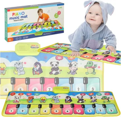 Obrázok produktu pre Interaktívna klavírna hudobná podložka s nahrávaním, zvukmi zvierat a 10 tónmi pre deti