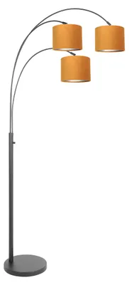 Produktbild von Steinhauer - stehlampe - Sparkled Light - schwarz - metall veloursstoff - bogenlampe - E27 - 3824ZW