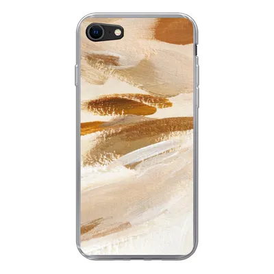 Produktbild von MuchoWow® Handyhülle Schutzhülle Hülle für iPhone SE 2020 Farbe - Beige - Weiß Silikon Softcase Handy Hülle - Kartenbesitzer